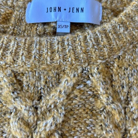 John + Jenn Revolve Mustard Gold Crewneck Cable knit Sweater Size XS - Picture 4 of 7